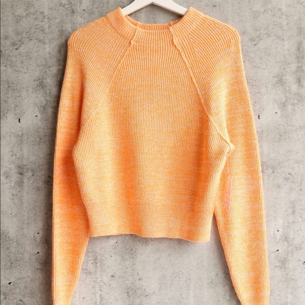 Free People - Too Good Ribbed Trim Pullover Sweater - Orange Zest Size XS